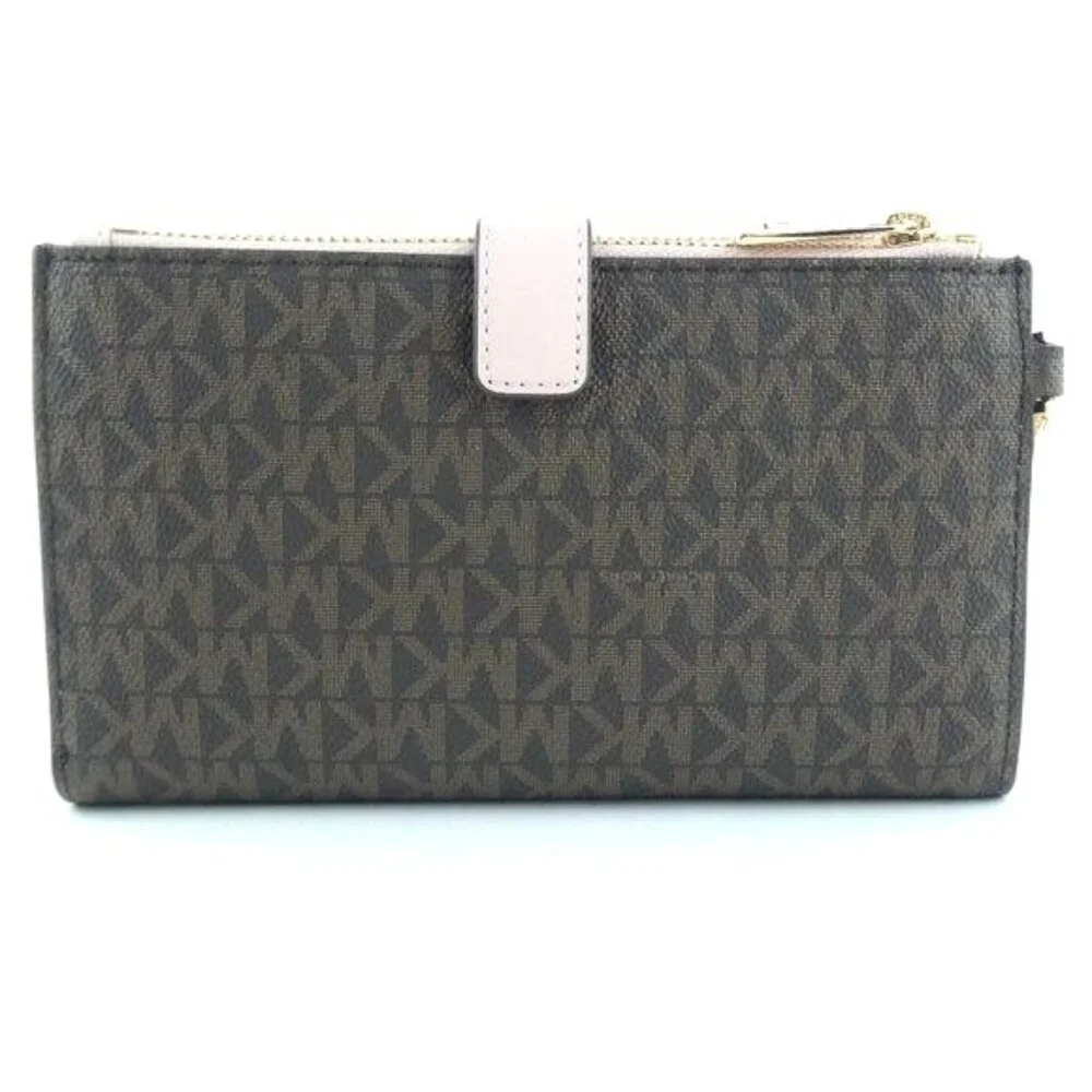 Michael‎ Kors Powder Blush Jet Set Travel Large Double Zip Wristlet NWT
